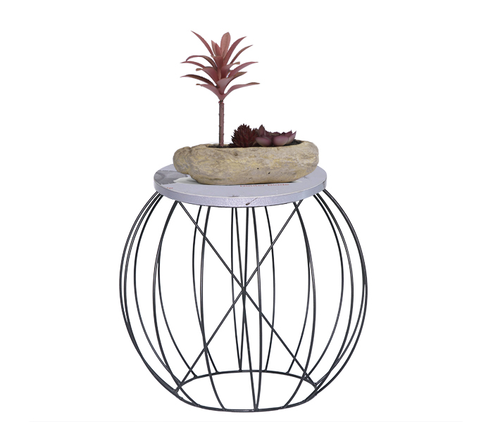 Round Metal/Wood Table Planter Stand