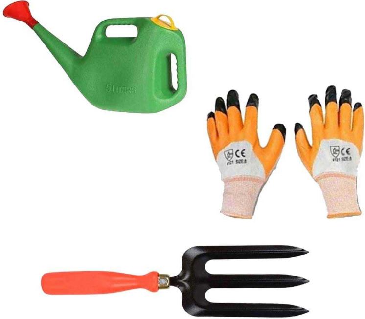 AGT Watering Can, Hand Cultivator, Gloves