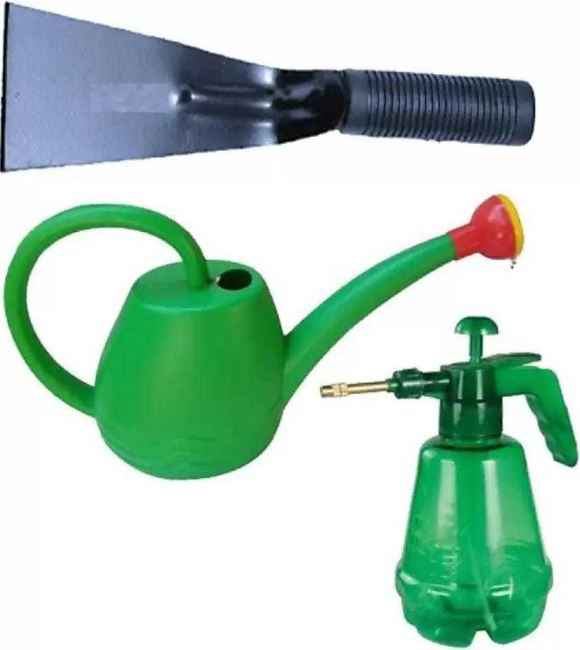 AGT Plastic Watering Can Tank Water Sprayer For Plants Lawn Garden (Improved Version) + Garden Khurpi Set for Garden or Small Pots Garden Tool