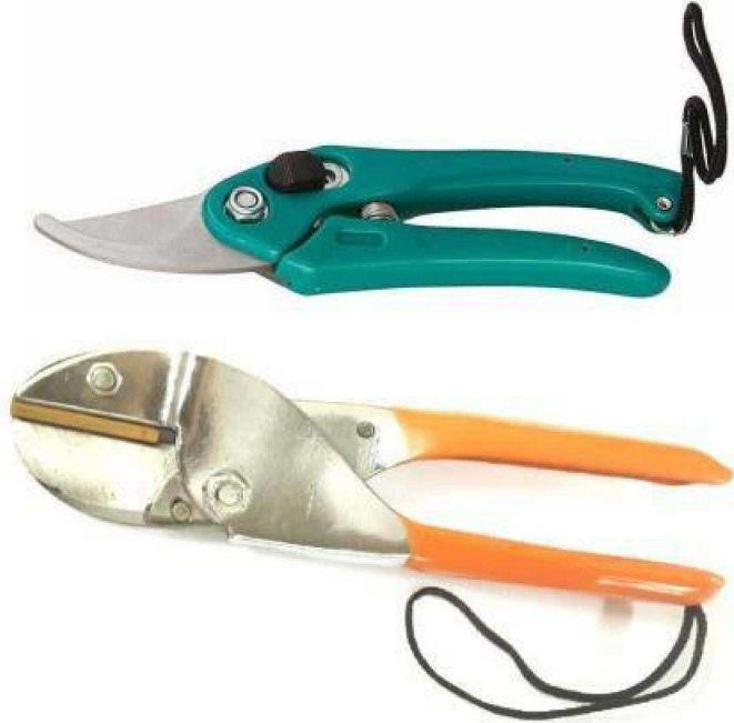 AGT German Cutter for Gardening Shears Pruner Heavy Cutter Garden Scissor Set of 2  - Gardening Tool Kit in Yellow and Green