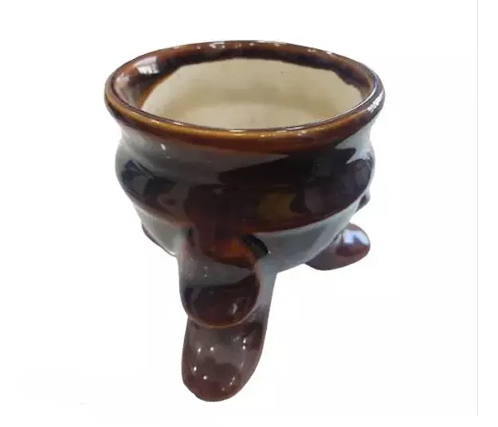Ceramic Pot Round Shape , Brown 
