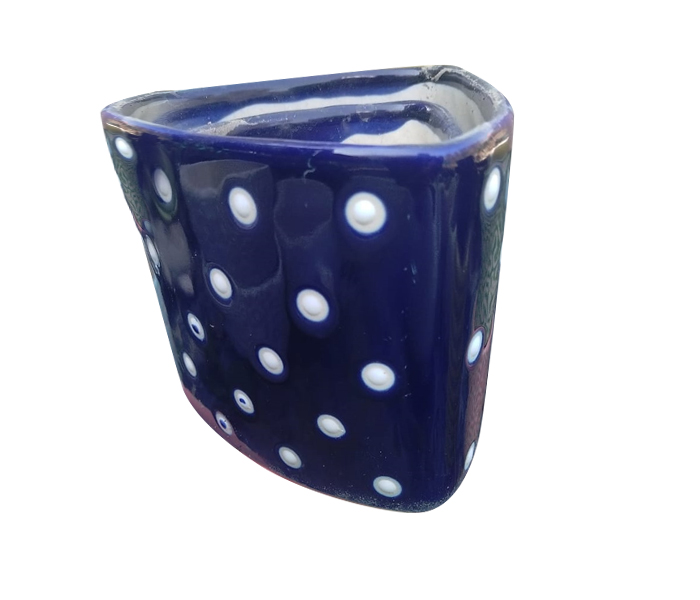 Ceramic Pot , Triangle Shape, Decorative type , Blue Color 