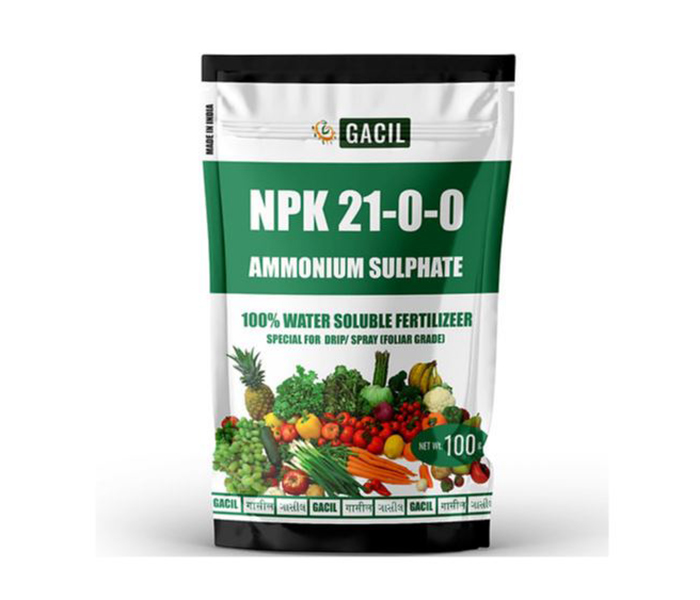 GACIL® Ammonium Sulphate NPK 21-0-0 Nitrogen Water Soluble Fertilizer 100 Gm