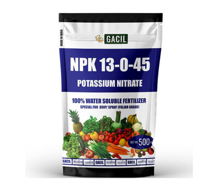 GACIL® Potassium Nitrate NPK 13 0 45 Water Soluble Fertilizer for Plants 500 Gm