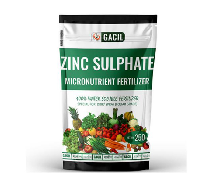 GACIL® Zinc Sulphate Heptahydrate Micronutrient Water Soluble Fertilizer 250 Gm