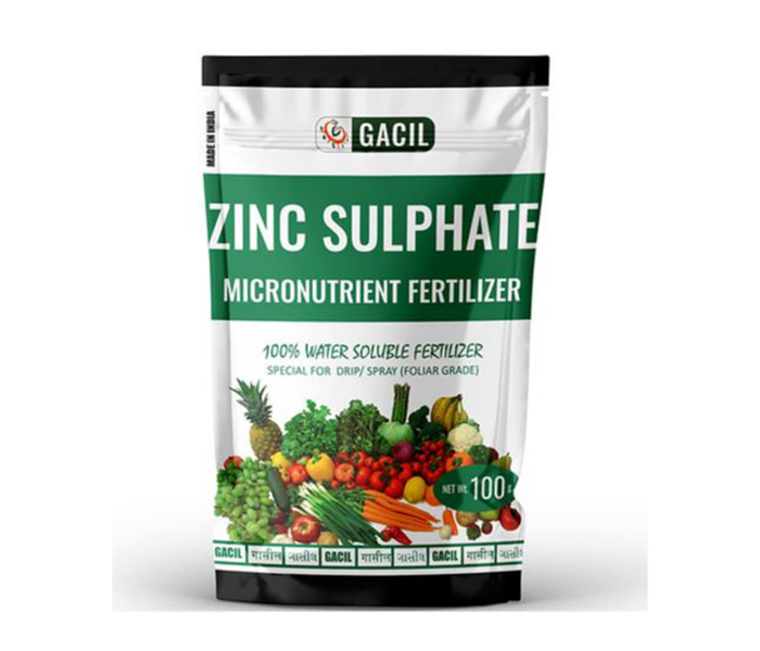 GACIL® Zinc Sulphate Heptahydrate Micronutrient Water Soluble Fertilizer 100 Gm