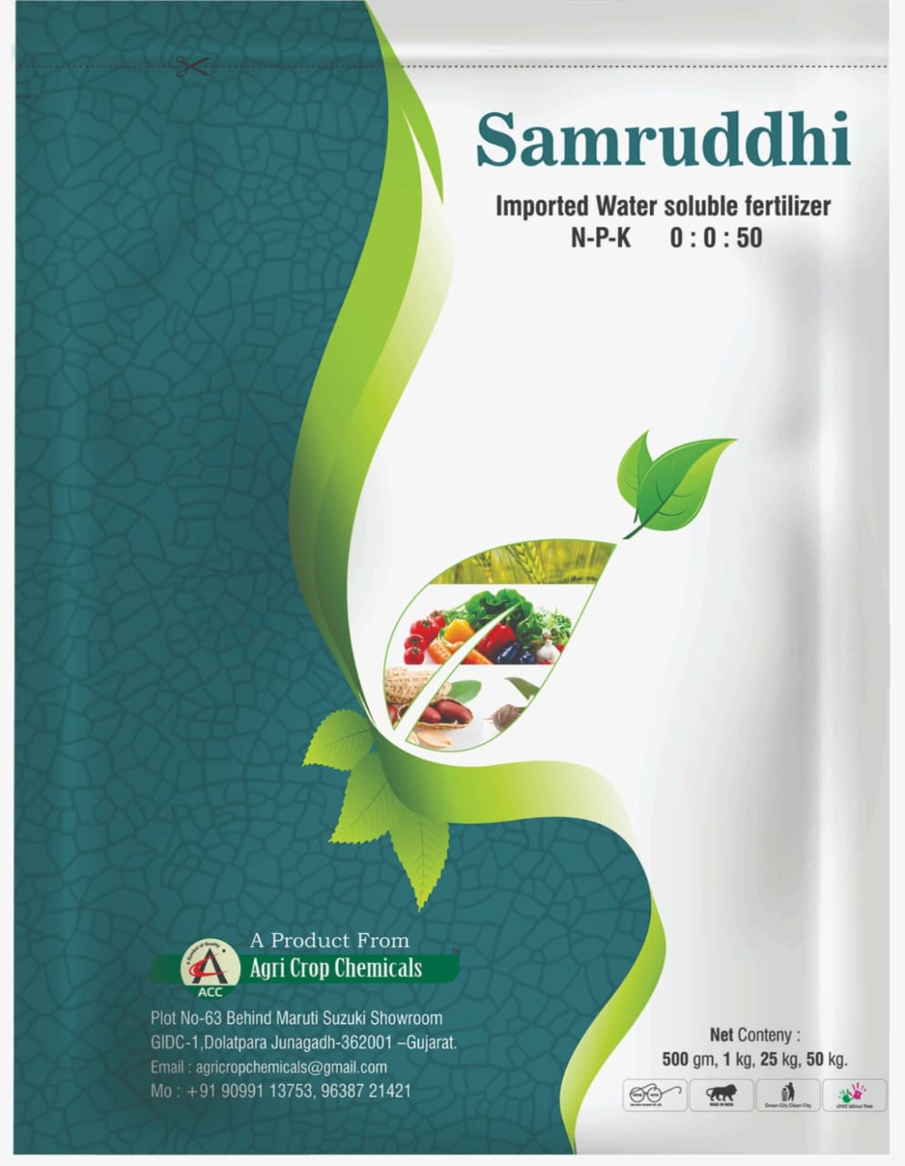 Water Soluble Fertilizer NPK 00:00:50 Samruddhi Weight - 1 Kg