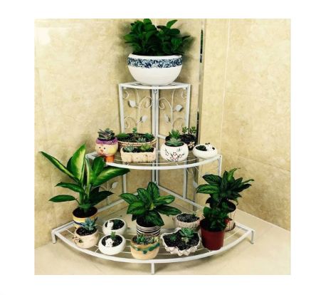  Ramount Craft EnterprisesSturdy Iron New Corner Pot Stand Perfect Solution for Maximizing Space and Style (White) with 2.5 Feet 