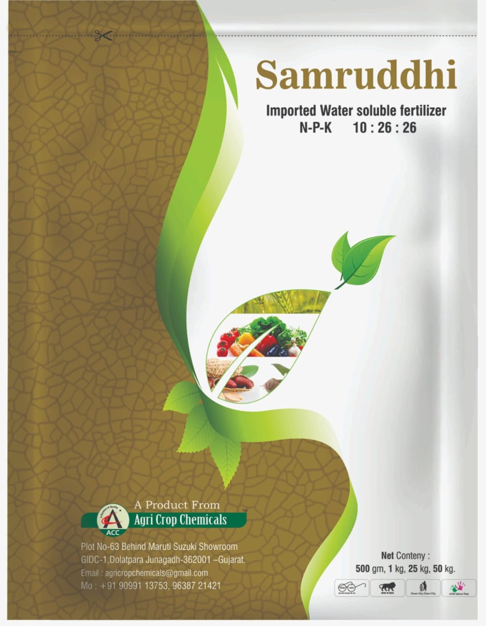 Water Soluble Fertilizer NPK 10:26:26 Samruddhi Fertilizer Weight - 1 Kg