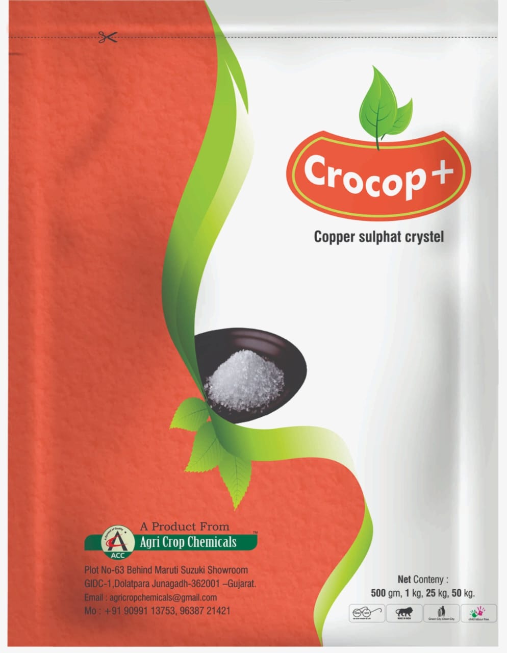 Water Soluble Fertilizer Copper sulphat crystel Crocop+ Weight - 1 Kg